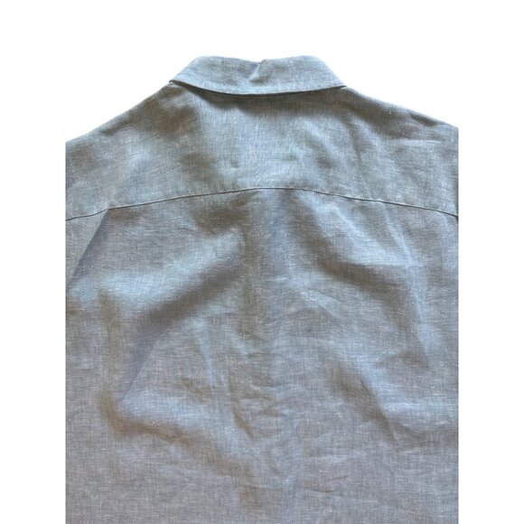 Untuckit Men's Shirt Size XXL 2XL 100% Linen NWOT Turquoise Blue Wrinkle Resista - Picture 9 of 10